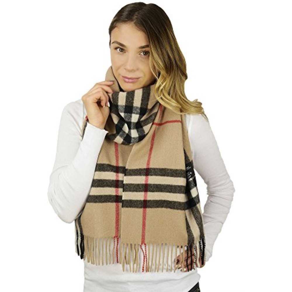 CANDOR AND CLASS | Cashmere Scarf - Camel Plaid